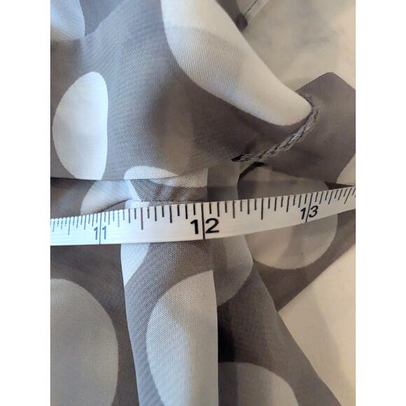 JBS Taupe Polka Dot Midi Dress Cowl Neck Sleeveless Belted Size 4 Womens Gray - Picture 5 of 6